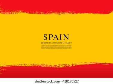 Spanish flag made in brush stroke background