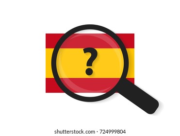 Spanish flag with magnifing glass