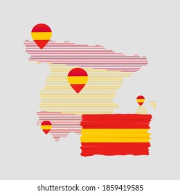 Spanish flag with map location