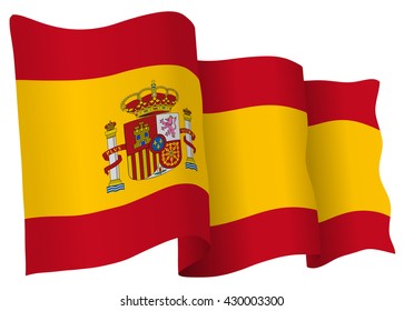 Spanish flag of Spain isolated on white in vector format.