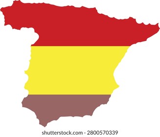 The Spanish flag is superimposed over a map of Spain.