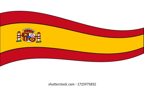 Onda de bandera española aislada en ilustración vectorial de fondo blanco.
Bandera de España para el Día Nacional del 12 de Octubre