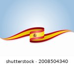 Spanish flag wavy abstract background. Vector illustration.
