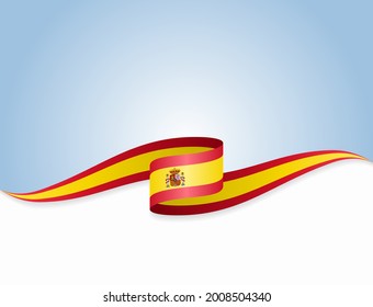 Spanish flag wavy abstract background. Vector illustration.