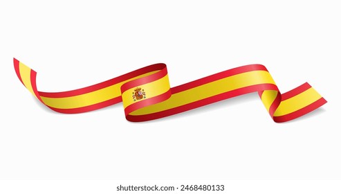 Spanish flag wavy abstract background. Vector illustration.