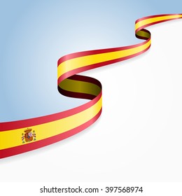 Spanish flag wavy abstract background. Vector illustration.