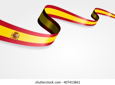 Spanish Flag Wavy Abstract Background. Vector Illustration.