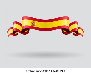 Spanish Flag Wavy Abstract Background. Vector Illustration.