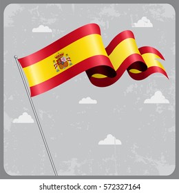 Spanish flag wavy abstract background. Vector illustration.