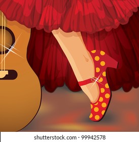 Spanish flamenco card, vector illustration