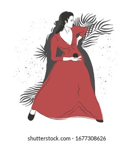 Spanish flamenco dancer with castanets vector illustration. Dancers series. Great as wall art, decoration, travel illustration.