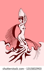 Spanish flamenco dancer with a fan