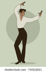 Spanish Flamenco dancer man. Vector Illustration