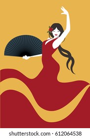 Spanish flamenco dancer. Vector Illustration