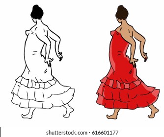 Spanish flamenco dancer. Vector Illustration
