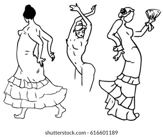 Spanish flamenco dancer. Vector Illustration