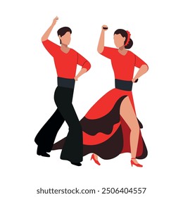 Pareja de bailarines de flamenco españoles aislados