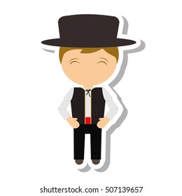 Spanish flamenco man avatar vector illustration design