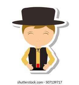 Spanish flamenco man avatar vector illustration design