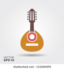 Spanish folk music instrument bandurria. Flat vector icon