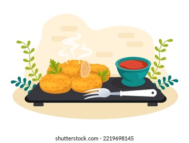 Spanish Food Cuisine Menu Restaurant with Various of Traditional Dish Recipe on Flat Cartoon Hand Drawn Templates Illustration