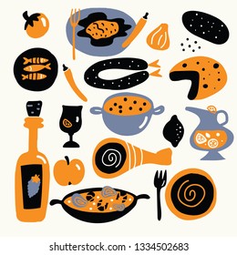 Spanish food. Hand drawn illustration, made in vector