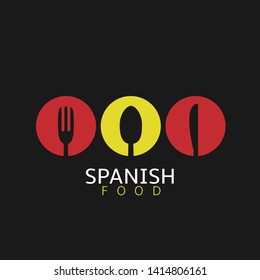 Spanish food icon. Spanish flag symbol Spoon fork and knife icons