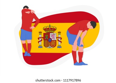 Spanish football team player defeat emotion 2018 championship vector illustration soccer spain