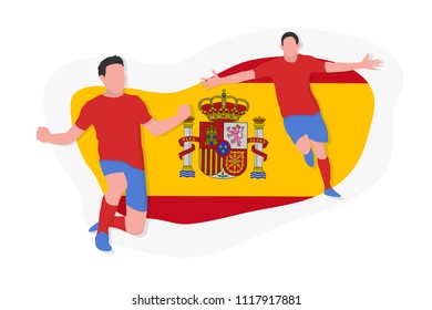 Spanish football team victory player celebration 2018 championship vector illustration soccer spain