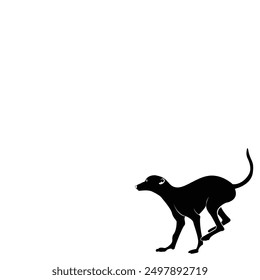 Spanish galgo, Greyhound black dog logo design icon vector template. silhouette image of a running dog.