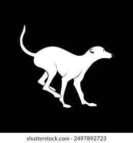 Spanish galgo, Greyhound black dog logo design icon vector template. silhouette image of a running dog.