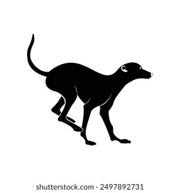 Spanish galgo, Greyhound black dog logo design icon vector template. silhouette image of a running dog.