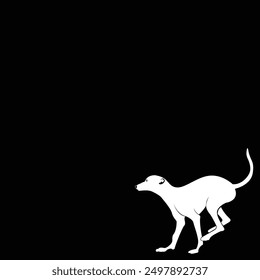 Spanish galgo, Greyhound black dog logo design icon vector template. silhouette image of a running dog.