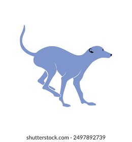 Spanish galgo, Greyhound black dog logo design icon vector template. silhouette image of a running dog.