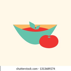 spanish gaspacho meal flat vector illustration style