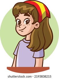 spanish girl child portrait vector drawing