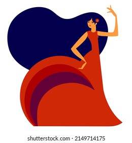 spanish girl flamenco dancer. Stylized silhouette of person