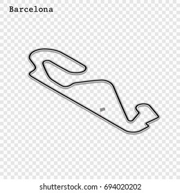 Spanish grand prix race track. circuit for motorsport and autosport. Vector illustration. Circuit de Barcelona-Catalunya