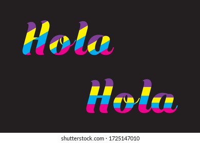 Spanish greeting Hola meaning hello in english.