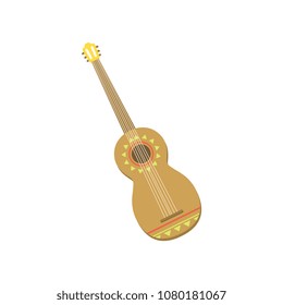 Spanish guitar with Mexican ornaments vector Illustration on a white background