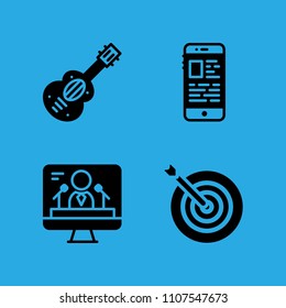 spanish guitar, television, target and smartphone icons vector in sample icon set for web and graphic design