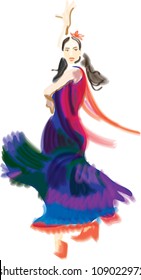 spanish (gypsy) dancer - quick hand drawing / sketch