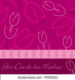 Spanish "Happy Mother's Day" tulip card in vector format.