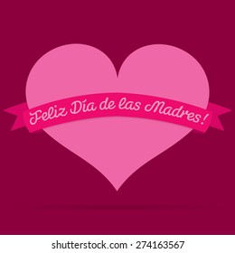 Spanish Heart with ribbon Happy Mother's Day card in vector format.