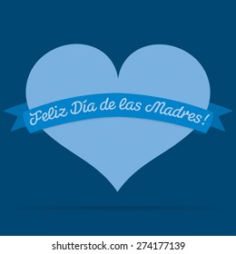 Spanish Heart with ribbon Happy Mother's Day card in vector format.