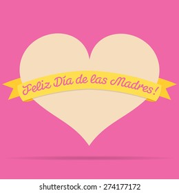 Spanish Heart with ribbon Happy Mother's Day card in vector format.