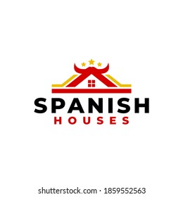 spanish houses logo vector template. spain themed illustration.