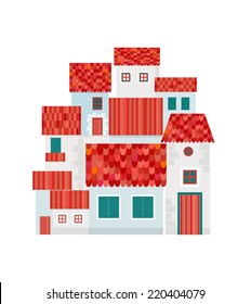 Spanish houses - vector illustration on white background