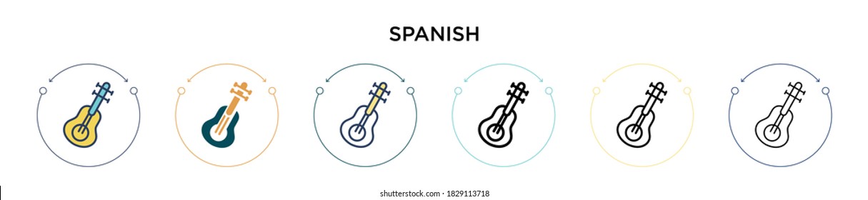 Spanish icon in filled, thin line, outline and stroke style. Vector illustration of two colored and black spanish vector icons designs can be used for mobile, ui, web