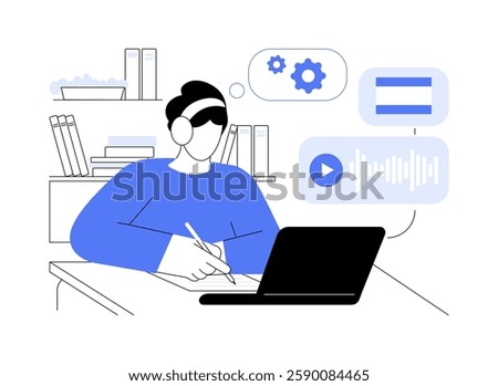 Spanish isolated cartoon vector illustrations. Linguist student listening Spanish in headphones, educational process, learn phonology, preparing for university classes vector cartoon.